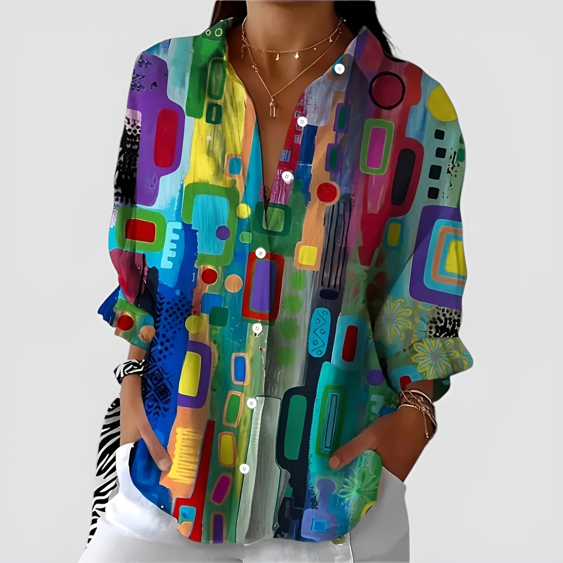 Joan | Blouse with Geometric Pattern