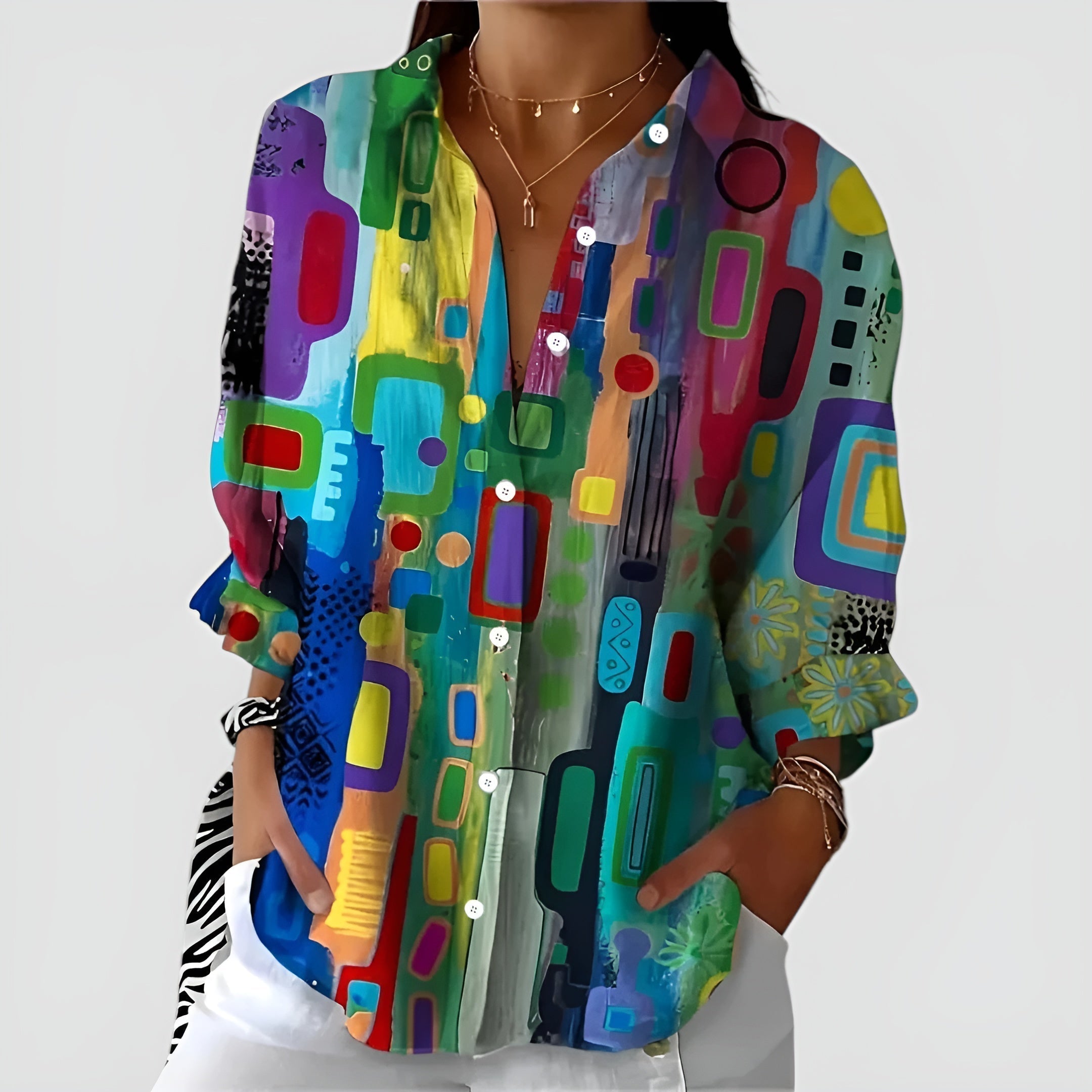 Joan | Blouse with Geometric Pattern