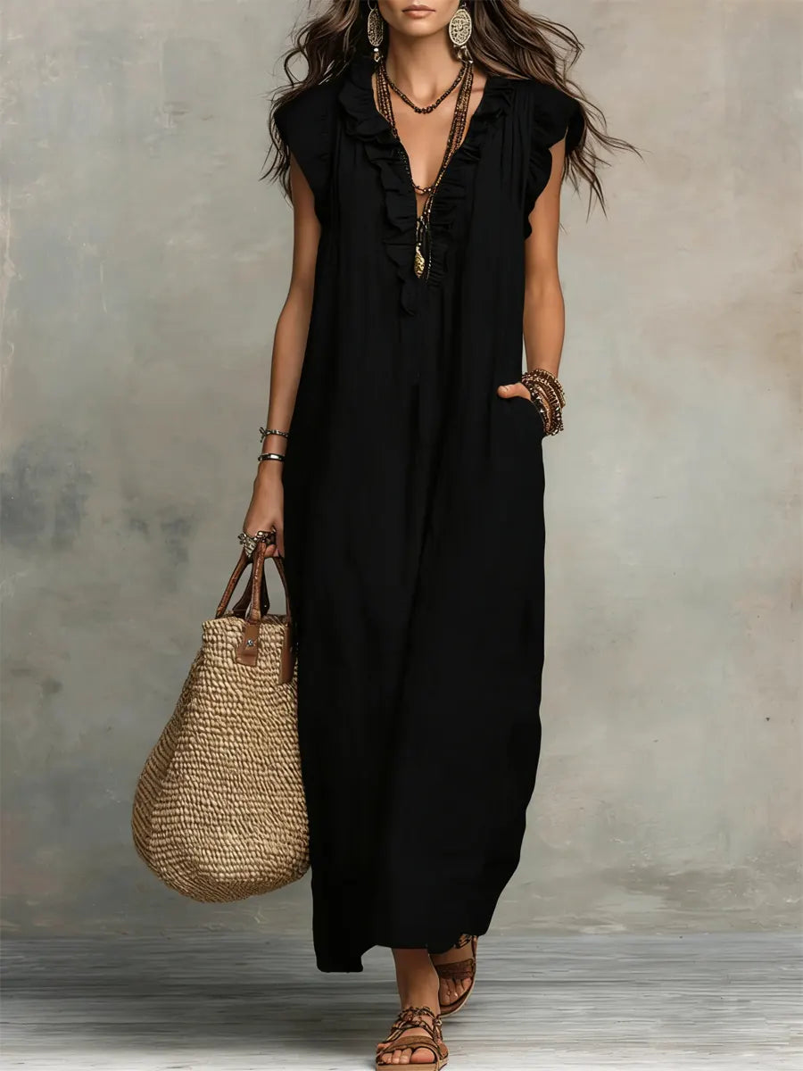 Camélia | Long Bohemian Linen & Cotton Dress
