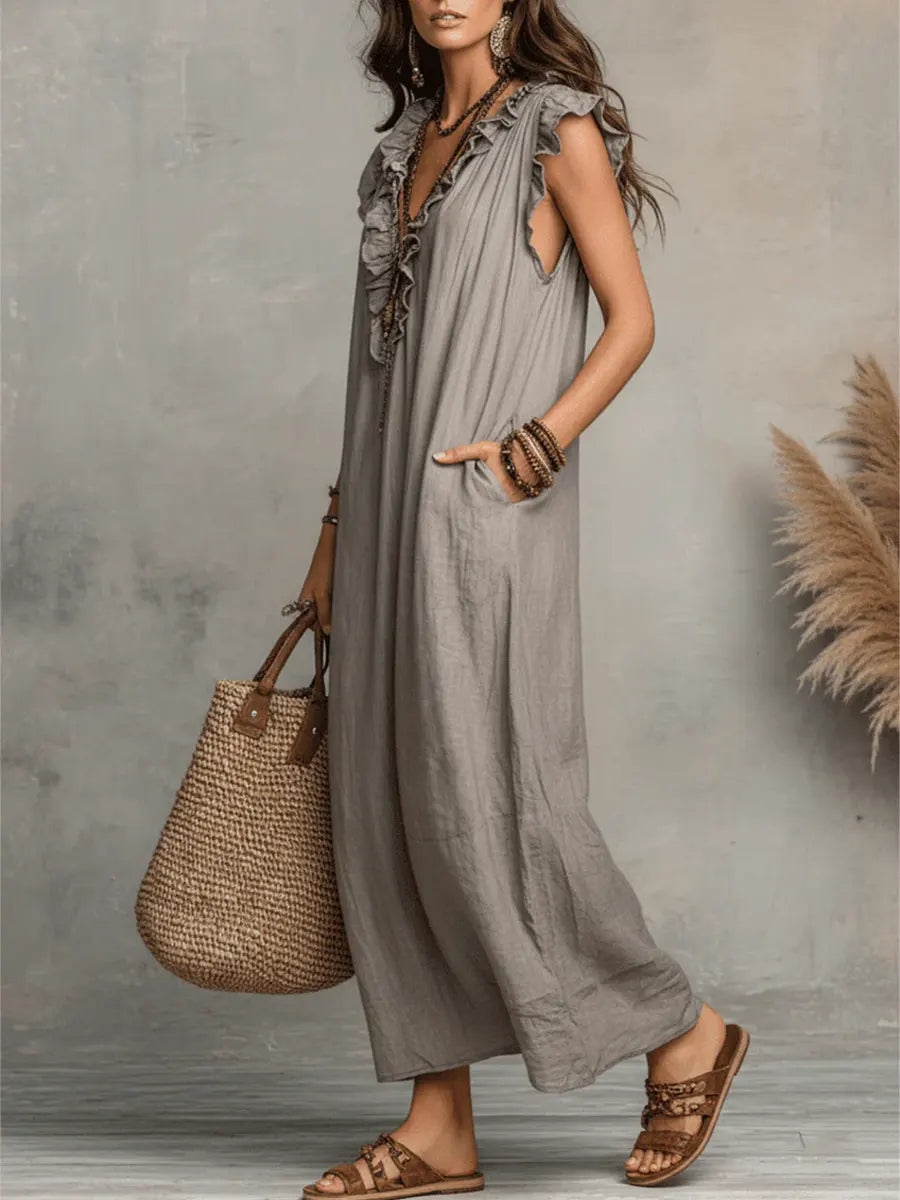 Camélia | Long Bohemian Linen & Cotton Dress
