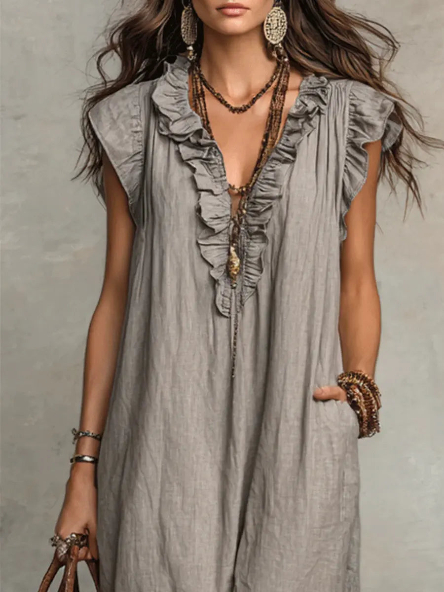 Camélia | Long Bohemian Linen & Cotton Dress
