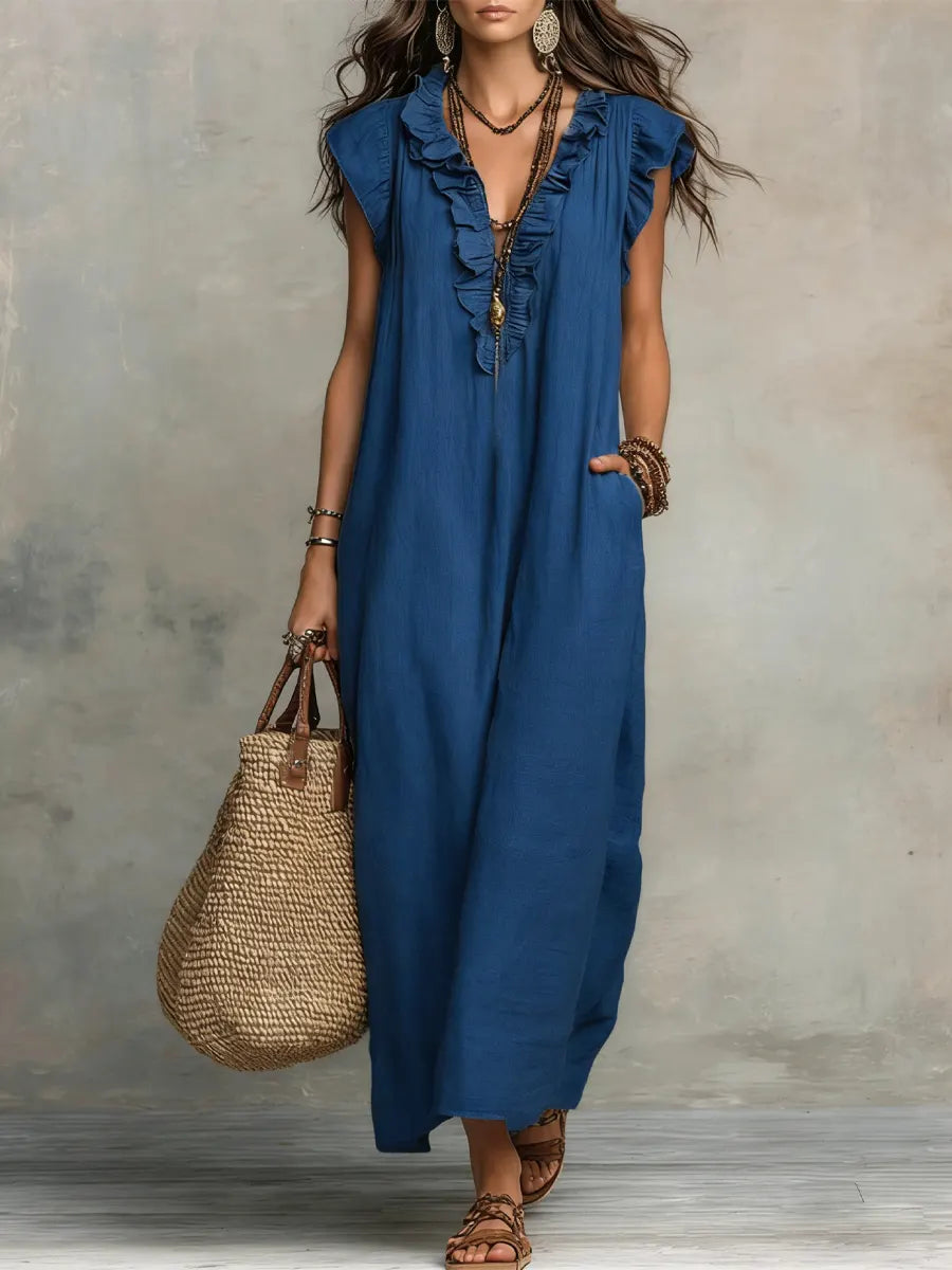 Camélia | Long Bohemian Linen & Cotton Dress