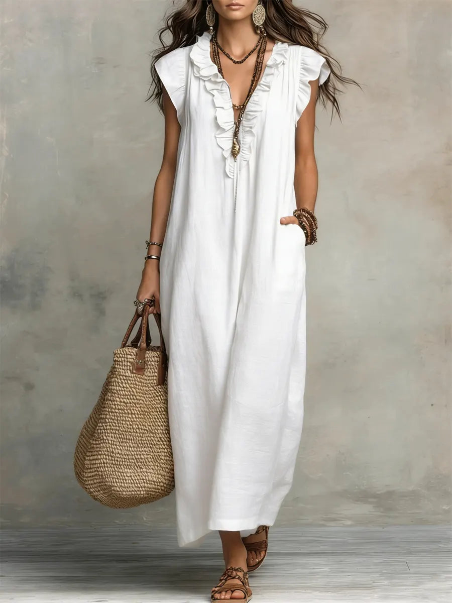 Camélia | Long Bohemian Linen & Cotton Dress