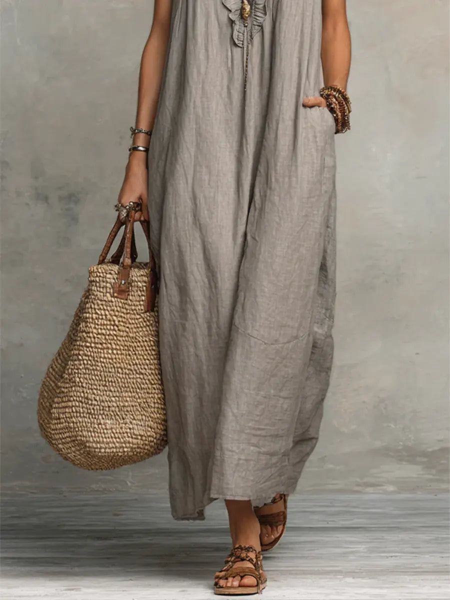 Camélia | Long Bohemian Linen & Cotton Dress
