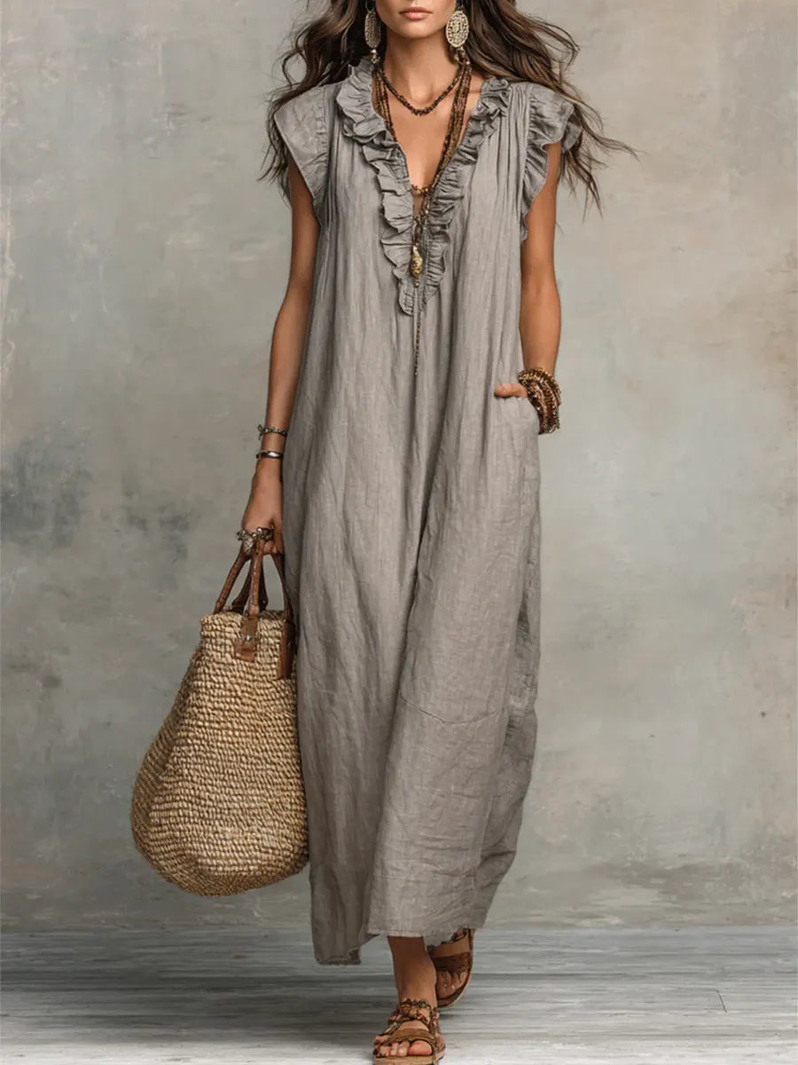 Camélia | Long Bohemian Linen & Cotton Dress