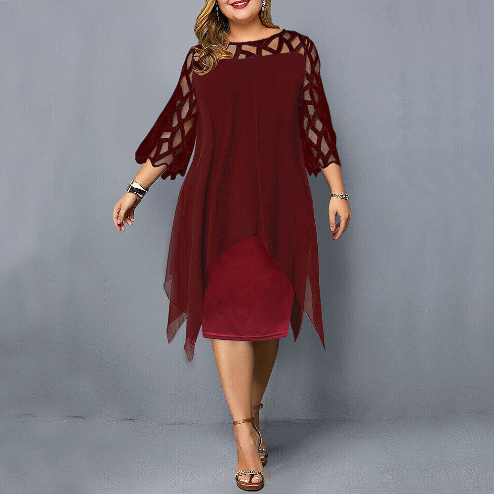 Fatima | Chic Plus Size Midi Dress for Modern Women