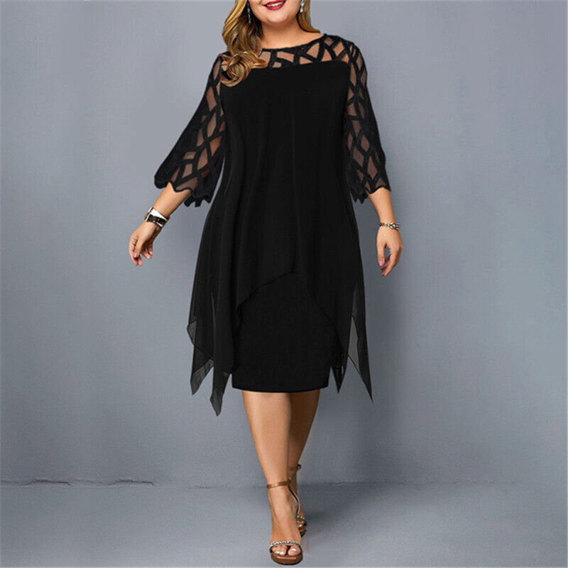 Fatima | Chic Plus Size Midi Dress for Modern Women