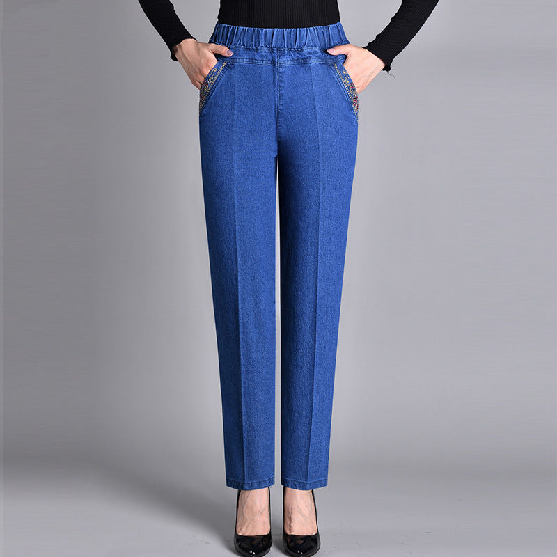 Samaria | Women's Jeans with Side Pockets and Elastic Waist