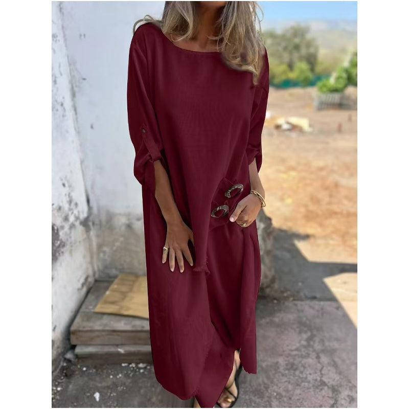 Sophia | Linen Dress + Pants - Comfortable Two-Piece Set