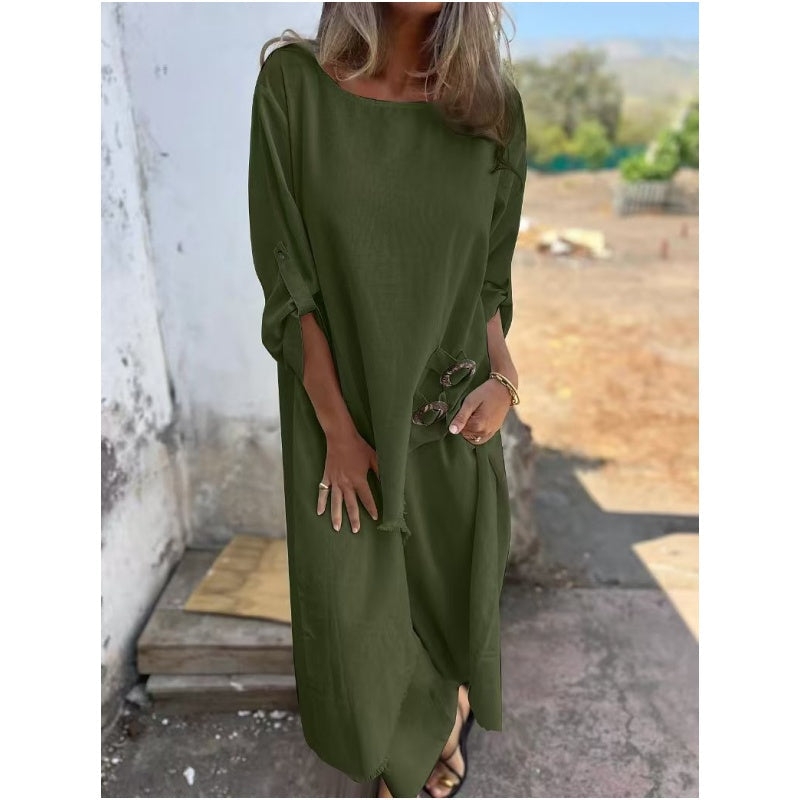 Sophia | Linen Dress + Pants - Comfortable Two-Piece Set