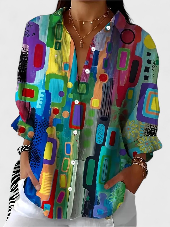 Julie | Elegant Geometric Pattern Blouse