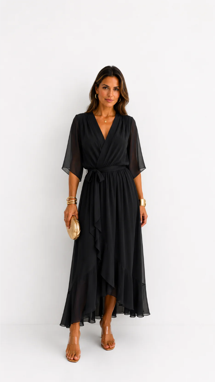 Isabelle™ | Elegant Chiffon Wrap Maxi Dress